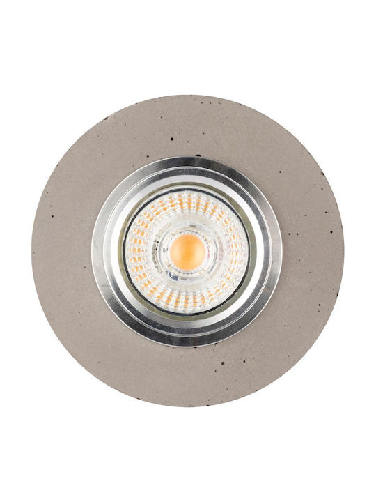 Spot Light Στρογγυλό Τσιμεντένιο Χωνευτό Σποτ με Ντουί GU10 Ασημί
