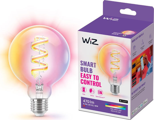 WiZ Smart Λάμπα LED 6.3W για Ντουί E27 και Σχήμα G95 RGB 470lm