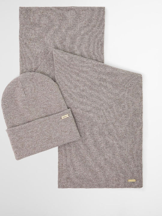 Winona Frauen Set mit Beanie Gestrickt in Braun Farbe