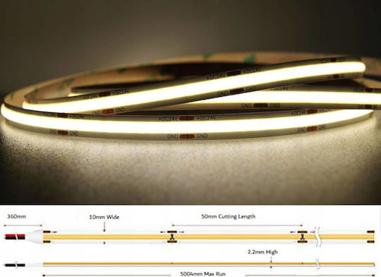 LED Strip 24V Natural White Light 5m Type COB