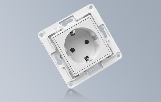 Shelly Wall Socket EU Μονή Χωνευτή Πρίζα Ρεύματος Λευκή