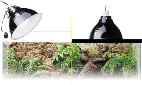 Lampă cu clemă din porțelan Exo Terra Glow Light, reflector pentru lămpi de până la 100W, diametru 14cm, negru
