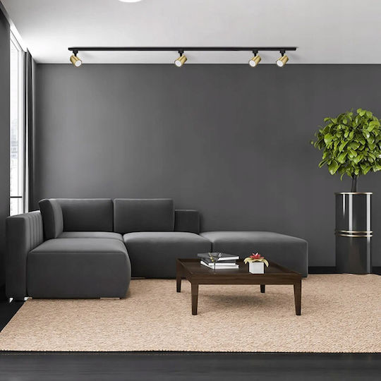 Light Prestige Σποτ με 4 Φώτα και με Ντουί GU10 σε Μαύρο Χρώμα