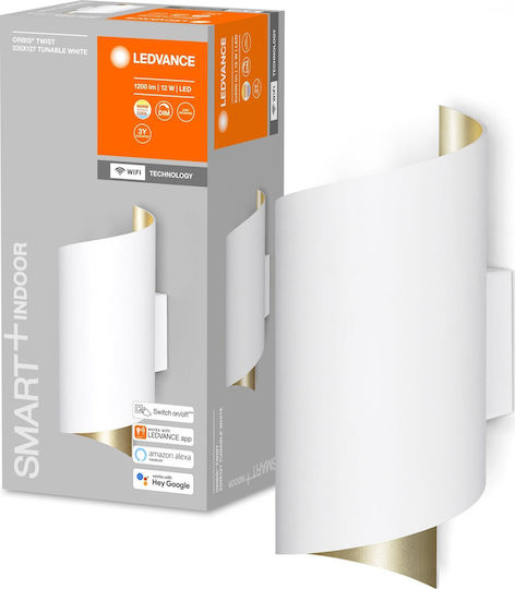 Ledvance Twist Modern Lumină de Perete cu LED Integrat și Lumină Alb Cald 127x23x9.5cm