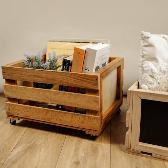 Creative Deco Дървена Кутия за Винилови Плочи 80 Плочи 46x36x29 См + 1 См Дървена Кутия