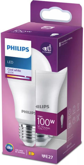 Philips LED Bulb 100W 110mm for Socket E27 and Shape A60 Natural White 1521lm