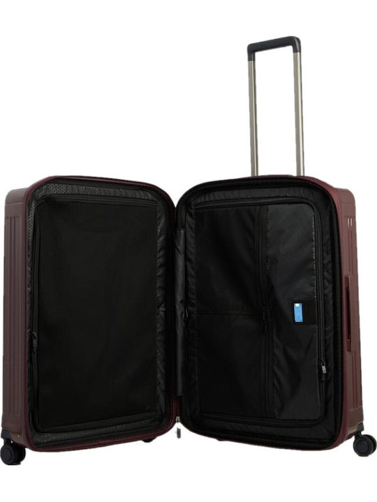 Piquadro Μεσαία Βαλίτσα Ταξιδίου Light Bordeaux με 4 Ρόδες Ύψους 69εκ.