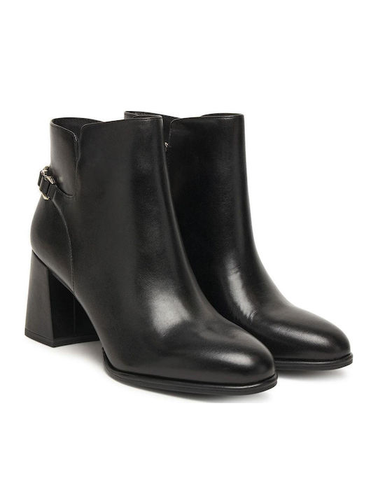 Leder Stiefeletten Damen Schwarz