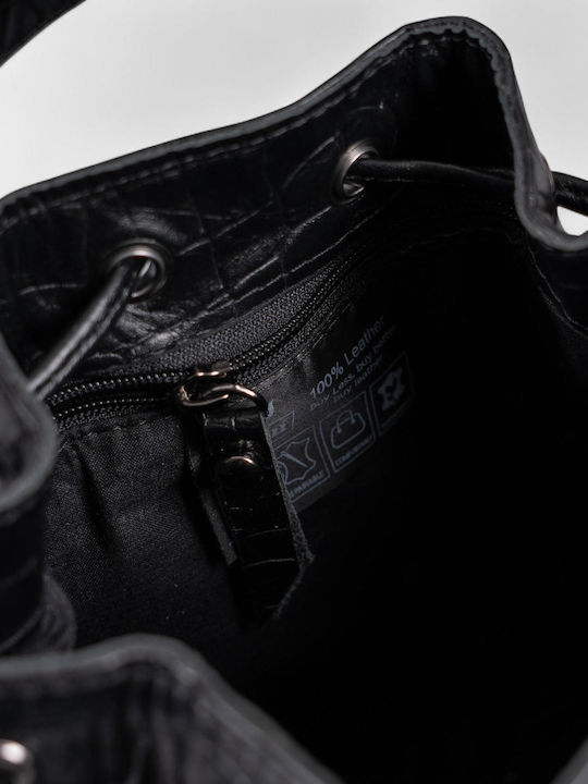 Leder Damenbeutel Schultertasche Schwarz