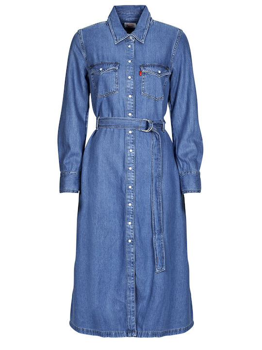 Midi Σεμιζιέ Φόρεμα Τζιν Medium Indigo