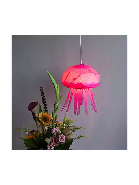 Vasili Lights O singură lumină Lumină de tavan pentru copii Suspendata din plastic cu suport pentru bec E27 Roz 32x27cm