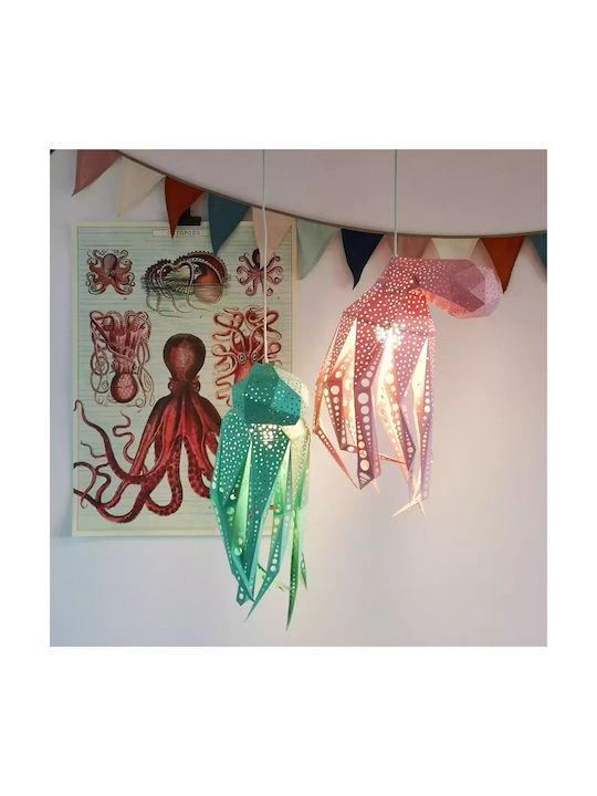 Vasili Lights O singură lumină Lumină de tavan pentru copii Suspendata din hârtie cu suport pentru bec E27 Albastru 50x43cm