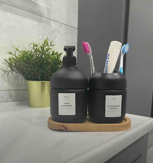 Set Accesorii Pentru Baie Din Sticlă Neagră 3 Buc