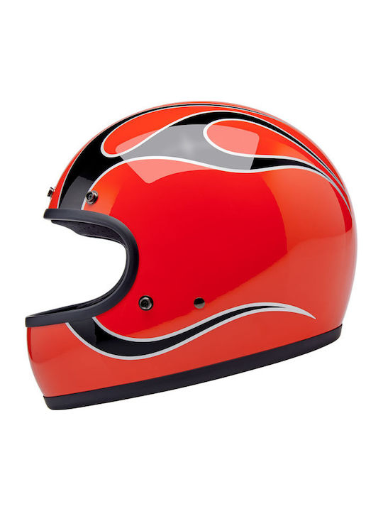 Biltwell Gringo Comp Orange Flames Motorcycle Helmet Full Face DOT / ECE 22.06