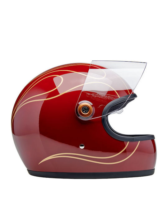 Biltwell Gringo S Garnet Red Flames Мотоциклетна каска Full Face DOT / ECE 22.06