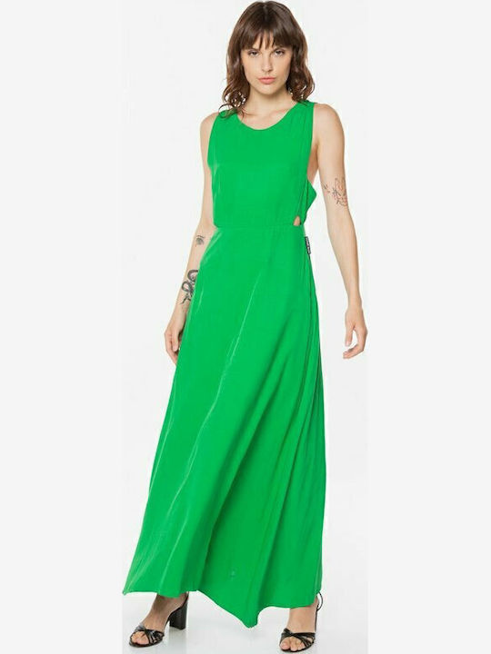 Summer Maxi Dress for Wedding - Christening Open Back Green