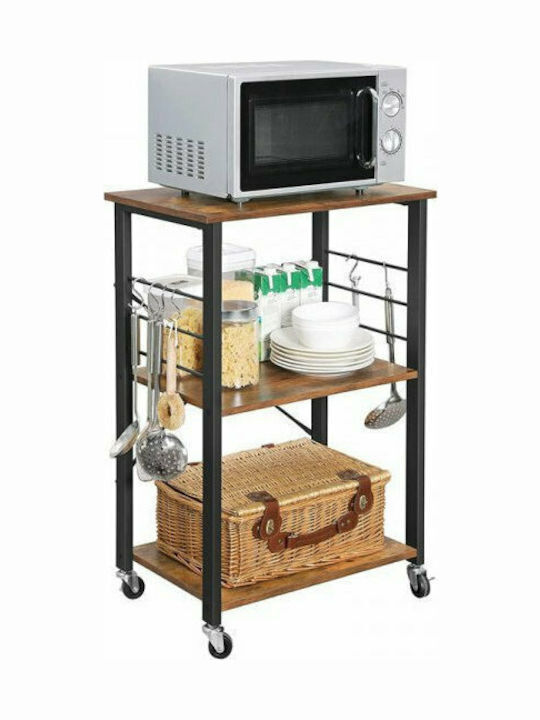 Vasagle Metallic Kitchen Trolley 3 Tiers Brown 60x40x89cm