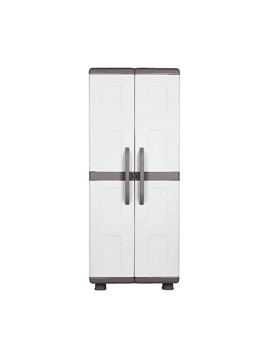 Homeplast Außenschrank zur Aufbewahrung mit Verriegelungsfunktion mit 8 Regalen Grau/Anthrazit 73x44x179cm
