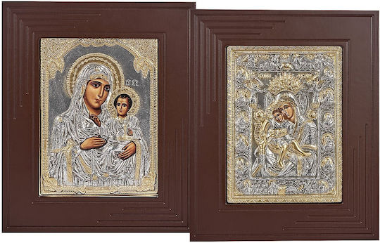 12-1390 Religious Icon Gold Frame Giant Wood-Metal 47x39cm