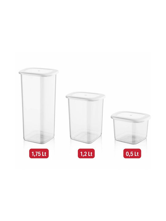 Set 6 Bucăți Casete pentru Paste Zahăr Cereale cu Capac Plastic Transparent 1750ml 6 Bucăți