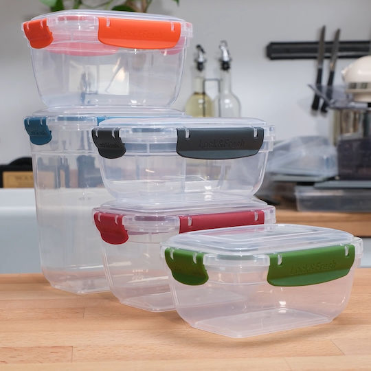 Set of 5 General Use Vases with Transparent Plastic Lid 800ml 5 Pieces