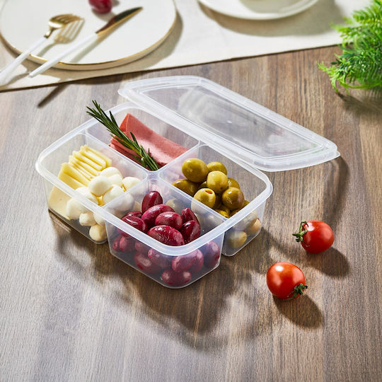 Satz Kunststoff Mittagsboxen Transparent mit Fächern 21x15cm 4 Stück