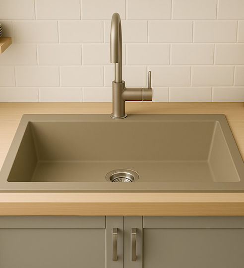 Unixton Drop-In Chiuvetă din Granit Sintetic L78xW50cm Maro