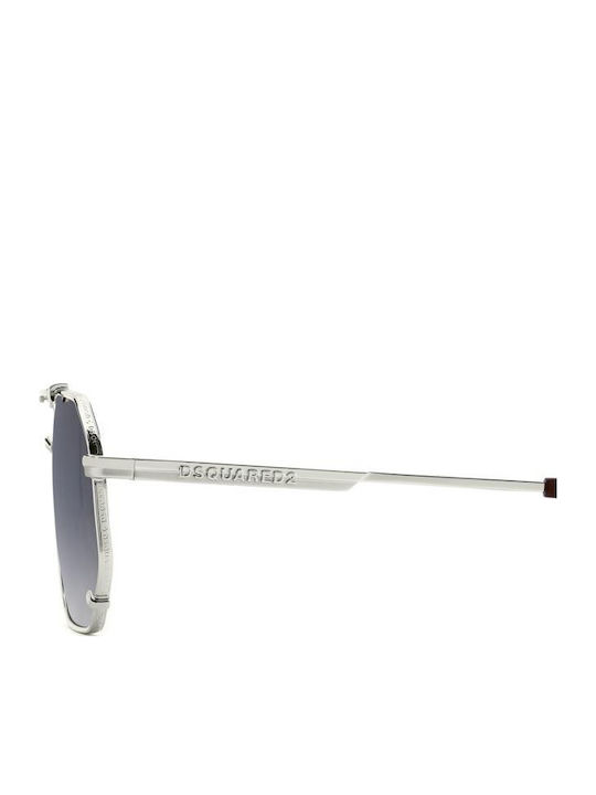 Dsquared2 Men's Sunglasses with Silver Metal Frame and Blue Gradient Mirror Lens D2 0175/S 010/08