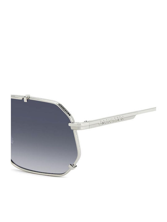Dsquared2 Men's Sunglasses with Silver Metal Frame and Blue Gradient Mirror Lens D2 0175/S 010/08