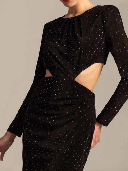 Enid Maxi Evening Velvet Dress Black