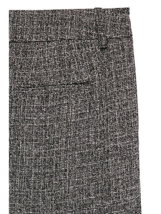 Damen Stoff Hose in Weitem Schnitt Black Salt And Pepper