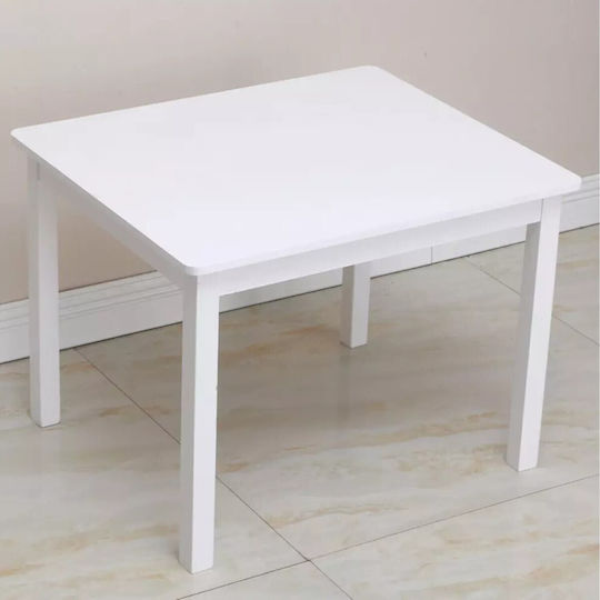 Set Mese Pentru Copii cu Scaune din Lemn Alb