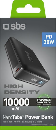 SBS High Density Power Bank 10000mAh 30W με Θύρα USB-C Μαύρο