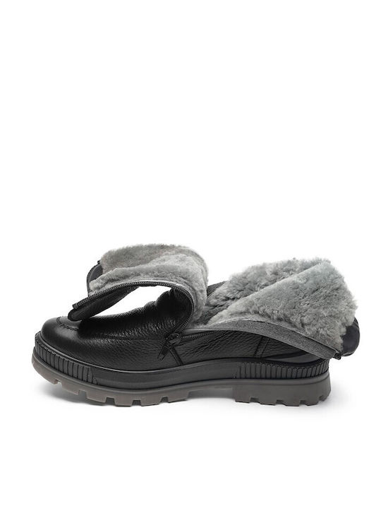 Ghete Dama De Piele Cu Blană Negre