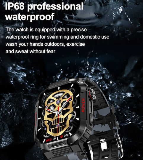 Microwear TK25 Smartwatch με Παλμογράφο (Green Camo)