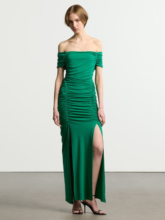 Maxi Abendkleid Drapiert Green