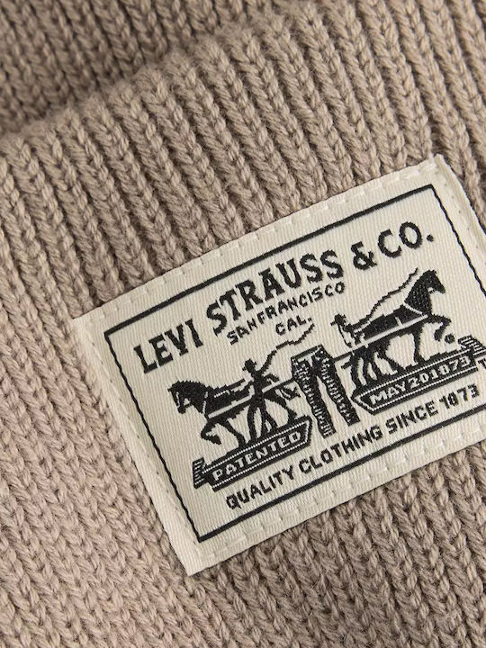 Beanie Männer Beanie mit Rippstrick in Beige Farbe