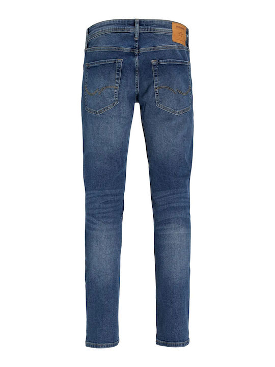 Ανδρικό Παντελόνι Τζιν Ελαστικό με Slim Straight Εφαρμογή Blue Denim