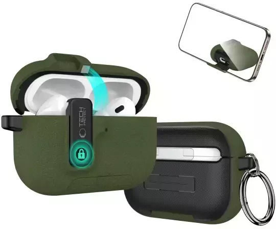 Tech-Protect Slim Hook Hülle Kunststoff mit Haken in Grün Farbe für Apple AirPods Pro 3