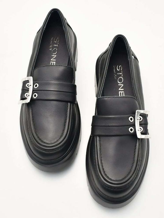 Δερμάτινα Γυναικεία Loafers σε Μαύρο Χρώμα