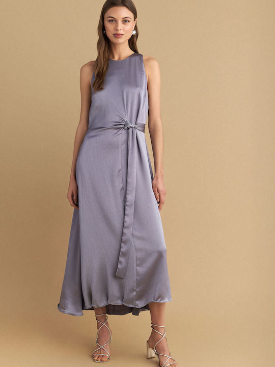 Sommer Midi Damenkleid Für Hochzeit - Taufe Satin Silber