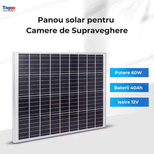 Taggo Слънчев Панел 60W 40Ah Батерии Включени Камери За Видеонаблюдение 12V Изход