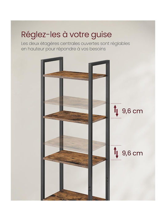 Rustic Brown & Ink Black Bookcase 40x24x159.5cm