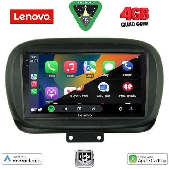 Lenovo Car Audio System for Fiat 500X 2014 (Bluetooth/USB/AUX/WiFi/GPS/Apple-Carplay/Android-Auto) with Touch Screen 9"