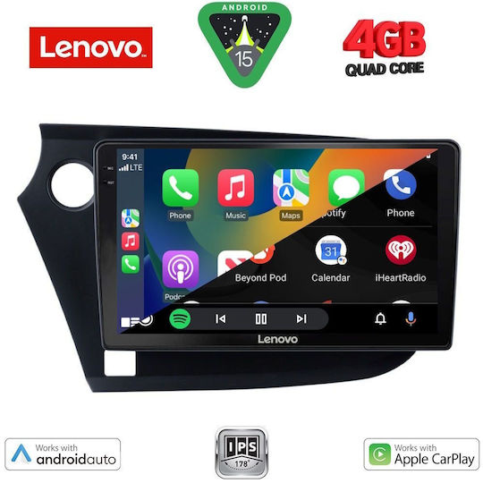 Lenovo Car Audio System for Honda Insight 2009-2014 (Bluetooth/USB/AUX/WiFi/GPS/Apple-Carplay/Android-Auto) with Touch Screen 9"