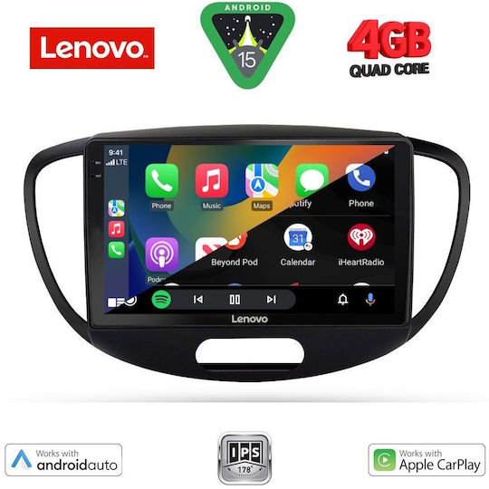 Lenovo Ηχοσύστημα Αυτοκινήτου για Hyundai i10 2008-2013 (Bluetooth/USB/AUX/WiFi/GPS/Apple-Carplay/Android-Auto) με Οθόνη Αφής 9"