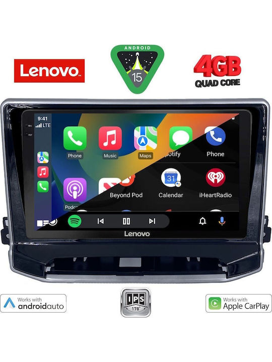 Lenovo Auto-Audiosystem für Jeep Kompass 2022 (Bluetooth/USB/AUX/WiFi/GPS/Apple-Carplay/Android-Auto) mit Touchscreen 10"