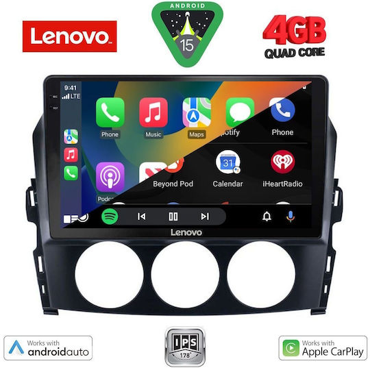 Lenovo Car Audio System for Mazda MX-5 2005-2015 (Bluetooth/USB/AUX/WiFi/GPS/Apple-Carplay/Android-Auto) with Touch Screen 9"
