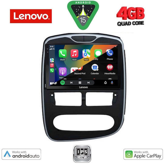 Lenovo Car Audio System for Renault Clio 2012-2015 (Bluetooth/USB/AUX/WiFi/GPS/Apple-Carplay/Android-Auto) with Touch Screen 10"