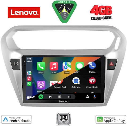 Lenovo Ηχοσύστημα Αυτοκινήτου για Peugeot 301 Citroen C-Elysee 2013 (Bluetooth/USB/AUX/WiFi/GPS/Apple-Carplay/Android-Auto) με Οθόνη Αφής 9"